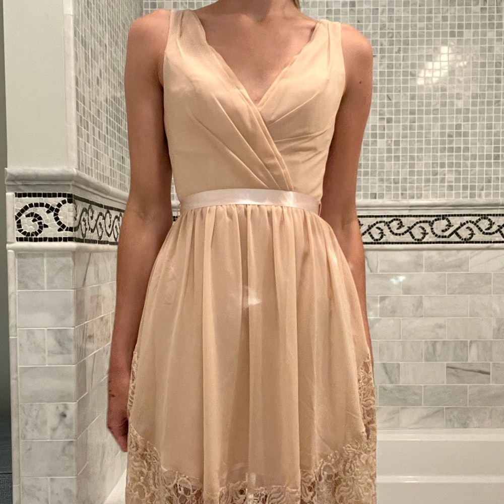 Ashley and justin Blush pink bridesmaid dress